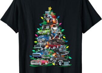 Car Madness Christmas Tree! Classic Muscle Cars and Hotrods T-Shirt