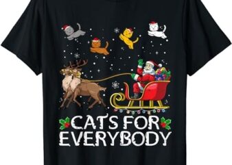 Cats For Everybody Christmas Cat Funny Xmas Women Santa T-Shirt