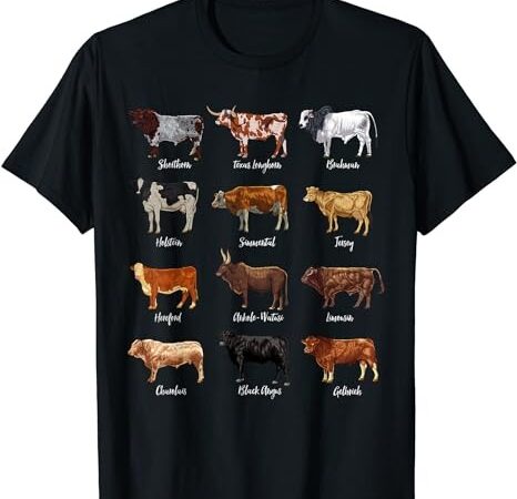 Cattle drawings – types of cows t-shirt