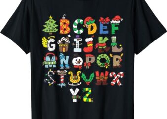Christmas Alphabet X-Mas Tree Santa Hat Snowman Gingerbread T-Shirt