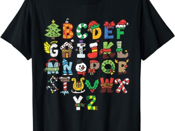 Christmas alphabet x-mas tree santa hat snowman gingerbread t-shirt