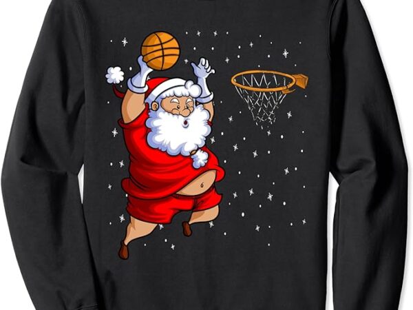 Christmas basketball santa playing basketball player kids sweatshirt