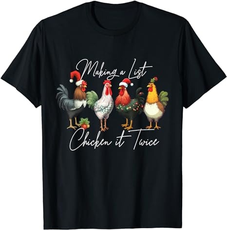 Christmas Chicken Lover Xmas Santa Hat Funny Farm Gift T-Shirt