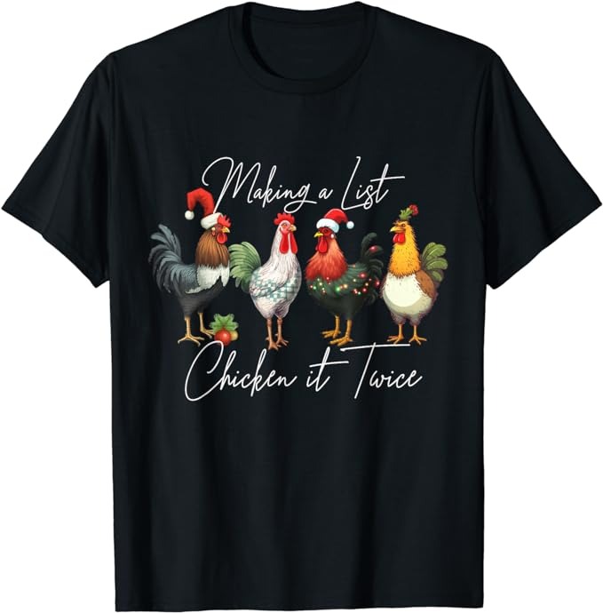 Christmas Chicken Lover Xmas Santa Hat Funny Farm Gift T-Shirt PNG File