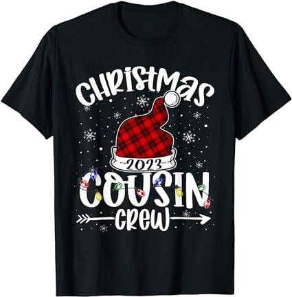 Christmas cousin crew funny red plaid matching pajama t-shirt