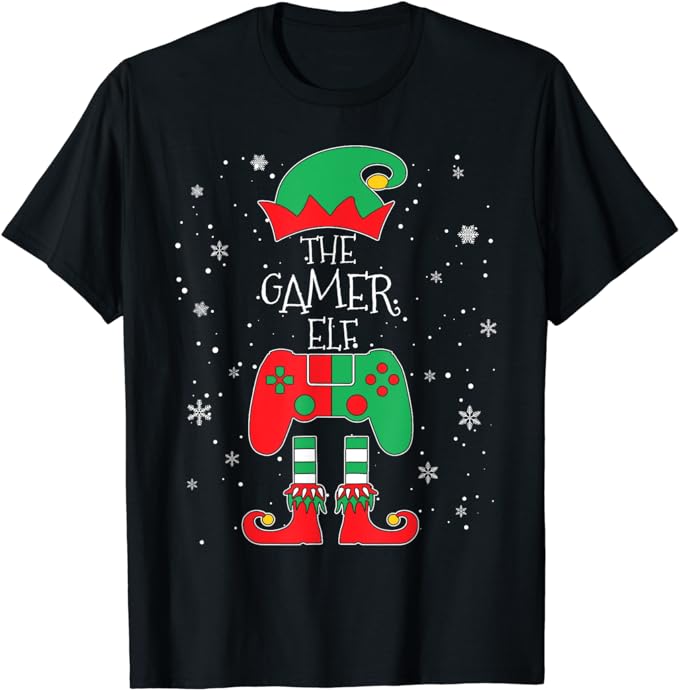 Christmas Elf Matching Gamer Family Gaming Boys Kids Men T-Shirt - Buy ...