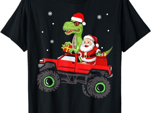 Christmas family matching santa truck dinosaur boys kids t-shirt