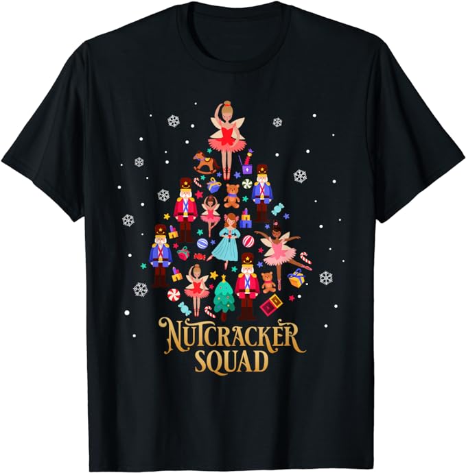 Christmas Nutcracker Squad Ballet Dance Women Kids Girls T-Shirt 3