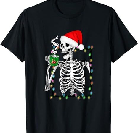 Christmas skeleton coffee shirt lover funny lights skull t-shirt