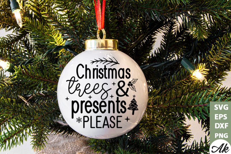 Christmas trees & presents please Round Sign SVG