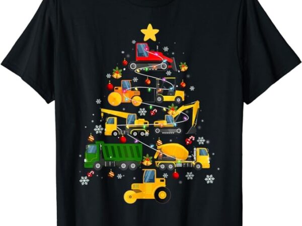 Construction excavator christmas tree for boys girls toddler t-shirt
