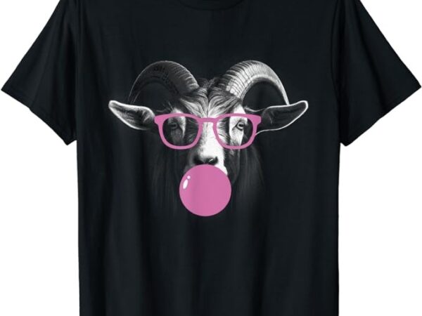 Cool goat face eating gum and makes a bubble tee cute goat t-shirt