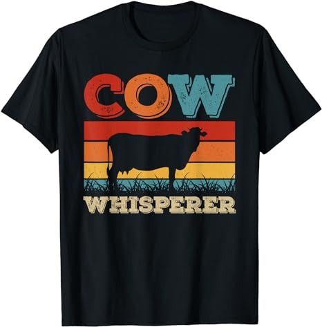 Cow Whisperer Retro Cattle Breeder Farmer Animals Dairy Cow T-Shirt