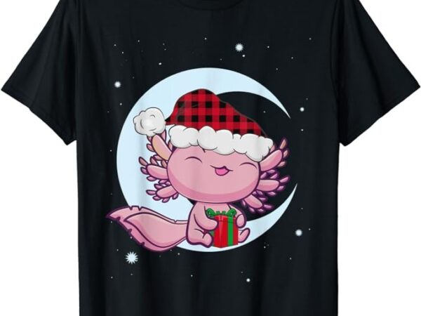 Cute axolotl christmas manga kawaii amphibian santa xmas t-shirt