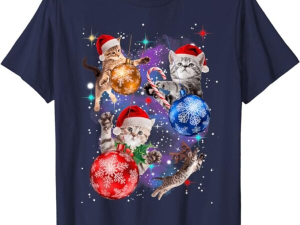 Cute christmas cats in space ornaments graphic t-shirt png file