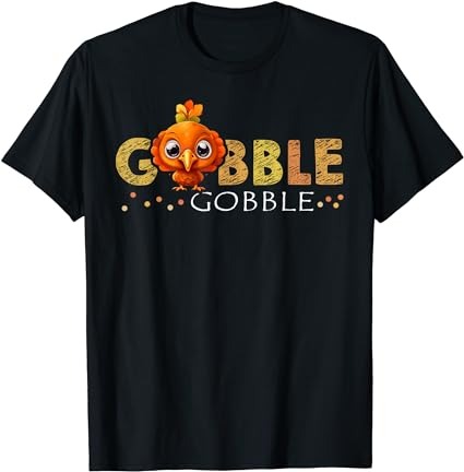 Cute gobble gobble turkey pilgrim little boys thanksgiving t-shirt