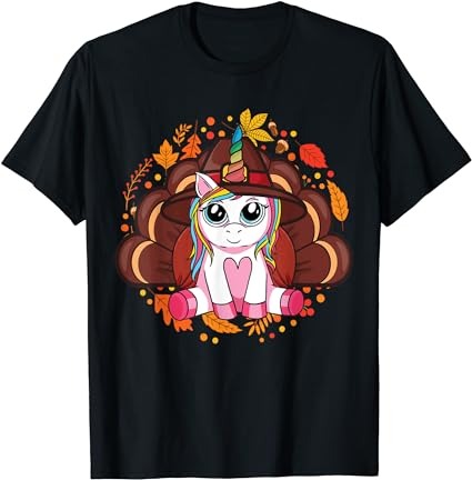 Cute thanksgiving shirt girls kids toddler turkey unicorn t-shirt