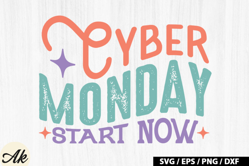 Cyber monday start now Retro SVG