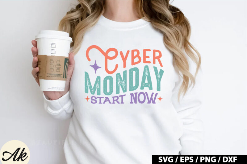 Cyber monday start now Retro SVG