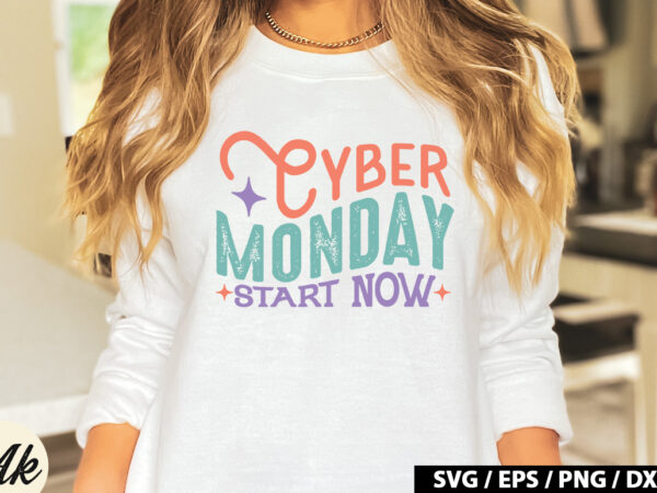 Cyber monday start now retro svg t shirt vector file