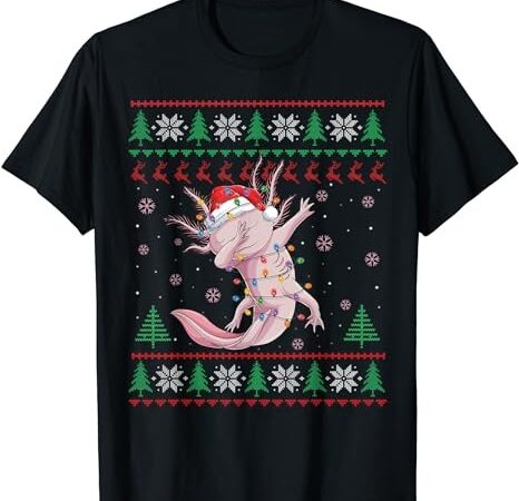 Dabbing axolotl santa sweater christmas ugly women girls kid t-shirt