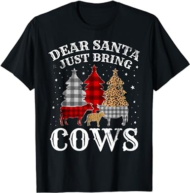 Dear santa just bring cows christmas buffalo plaid heifer t-shirt