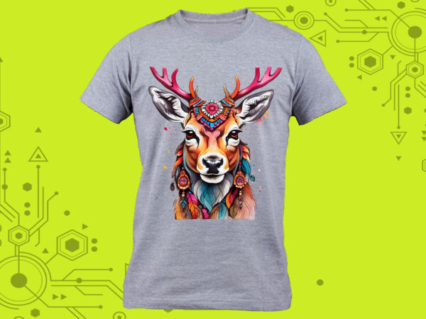 Discover the joy of our charming captivating deer clipart treasures, expertly crafted for print on demand websites t shirt vector illustration