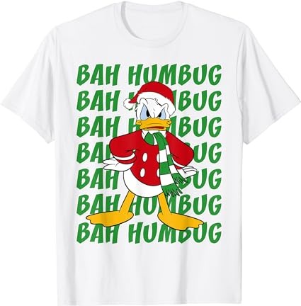 Disney donald duck bah humbug christmas text stack t-shirt