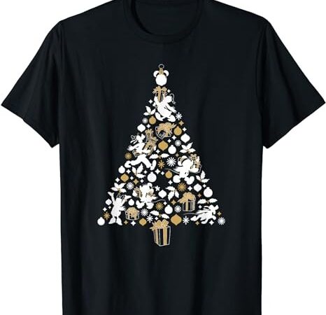 Disney mickey & friends white gold christmas tree holiday t-shirt