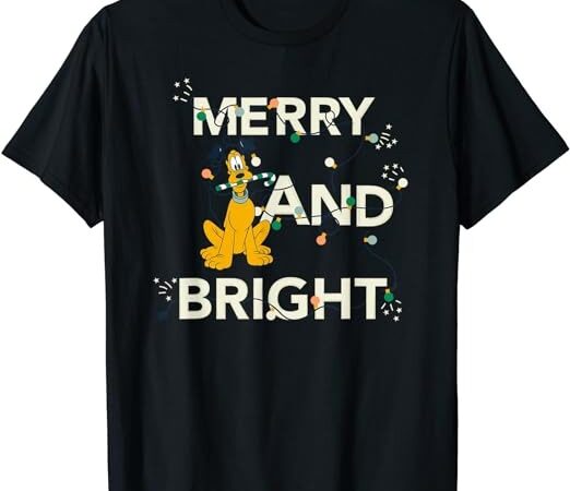 Disney pluto merry and bright christmas holiday t-shirt