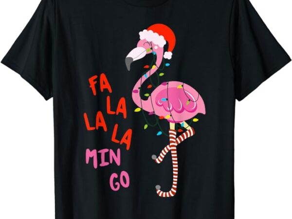 Fa la la mingo flamingo christmas tree lights tropical xmas t-shirt