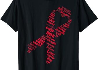 Family HIV Awareness Red Ribbon Men Women AIDS Survivor T-Shirt 2