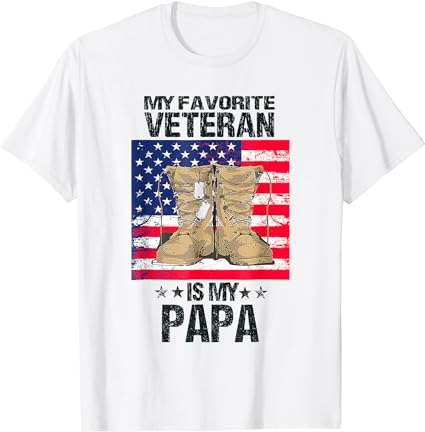 Father veterans day my favorite veteran is my papa for kids t-shirt