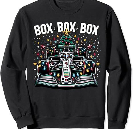 Formula racing car box box box radio call fun christmas tree sweatshirt