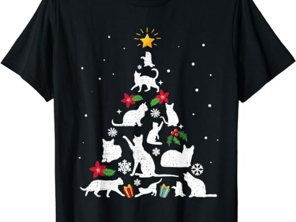 Funny cat christmas tree t-shirt