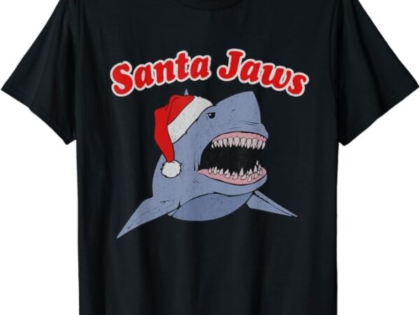 Funny christmas santa jaws t-shirt great white shark tee