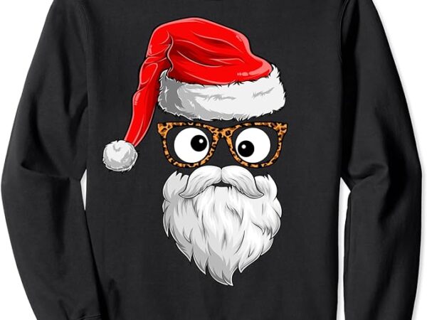 Funny christmas santa claus face sunglasses with hat beard sweatshirt