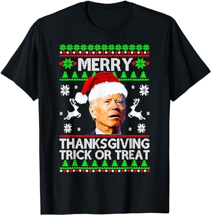 Funny joe biden merry thanksgiving trick or treat t-shirt