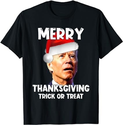 Funny joe biden santa hat merry thanksgiving christmas t-shirt