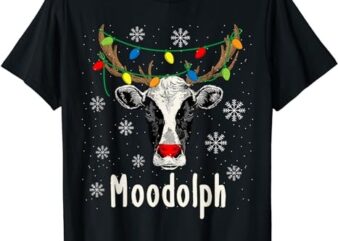 Funny Moodolph Ugly Christmas Cow Farmer Pun T-Shirt