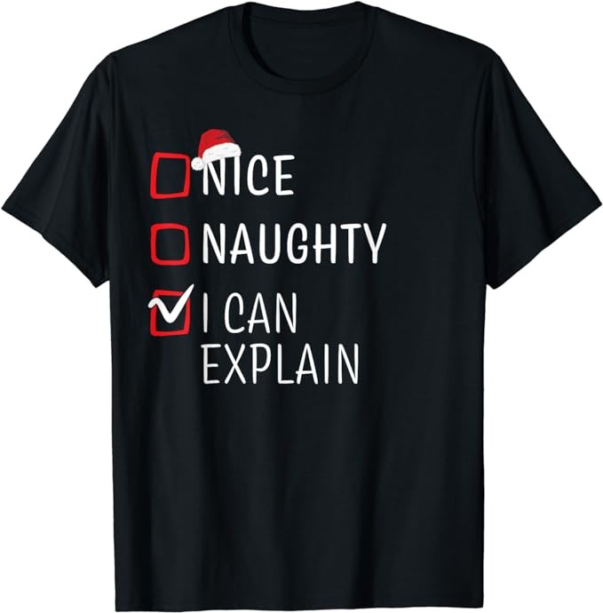 Funny Naughty Nice Christmas Family Pajama Men Women Kids T-Shirt