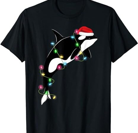 Funny orca killer whale santa hat christmas sea animals t-shirt