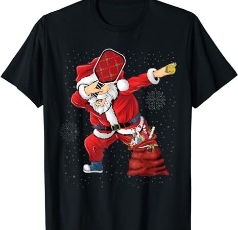 Funny pickleball christmas santa playing pickleball t-shirt