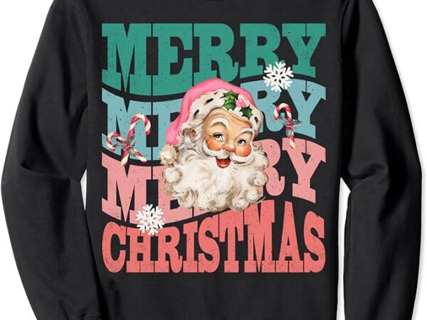 Funny vintage pink santa claus merry christmas design xmas sweatshirt