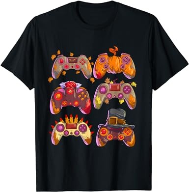 Gamer thanksgiving boys gaming controllers turkey pumpkin t-shirt png file