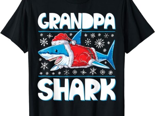 Grandpa shark santa t shirt christmas family matching tees