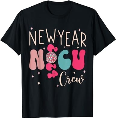 Groovy new year nicu 2024 nurse crew disco group men women t-shirt