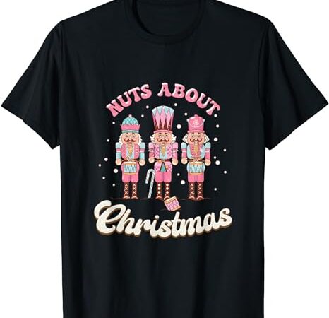 Groovy retro nuts about christmas pink nutcracker t-shirt