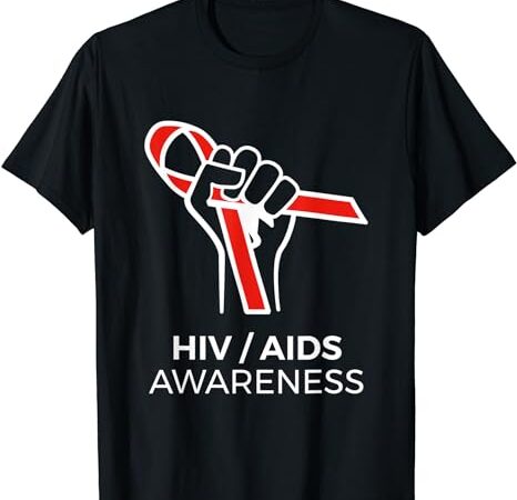 Hiv awareness month shirt red ribbon national aids awareness t-shirt