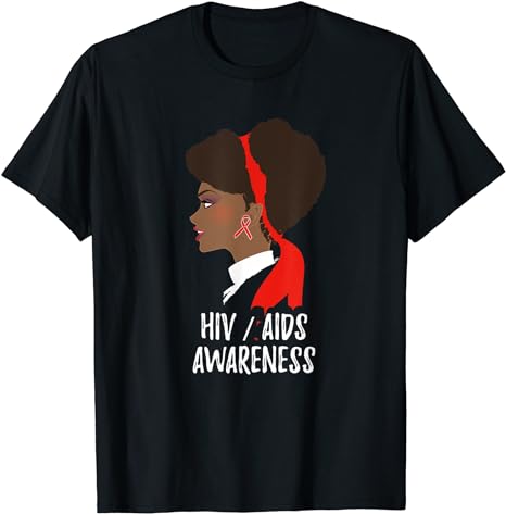 HIV Awareness Month Shirt Ribbon Black Womens AIDS Awareness T-Shirt 1